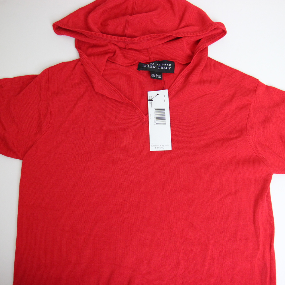 Linda Allan Ellen Tracy Hooded Top Red Size Large